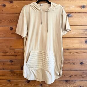 Bleecker & Mercer Extra Long Short Sleeve Scalloped Hoodie Shirt X-large